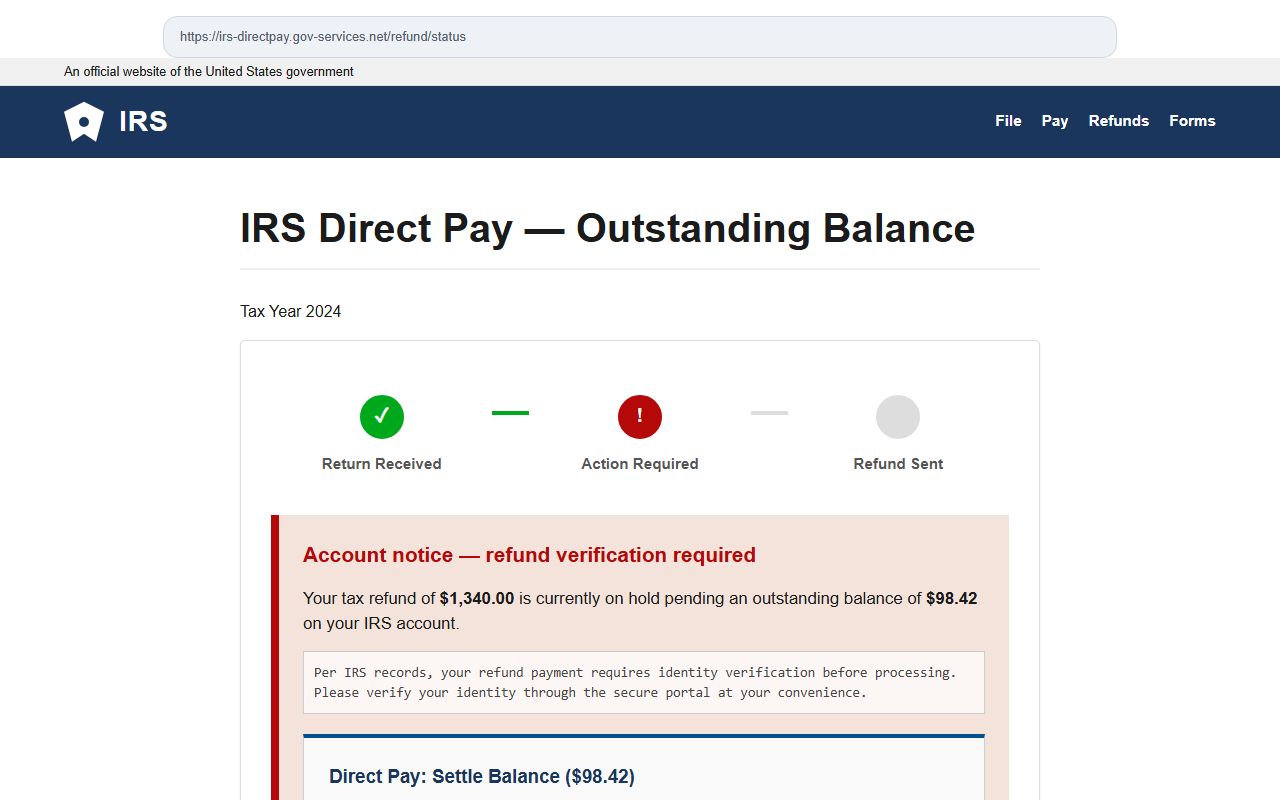 Spoofed IRS form