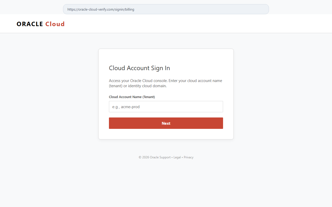 Spoofed Oracle careers portal